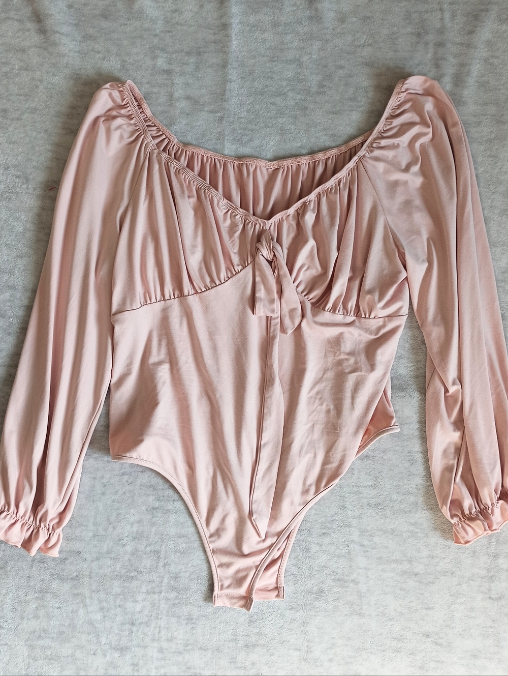 Size 2X Ruched Pink Long Sleeve Bodysuit